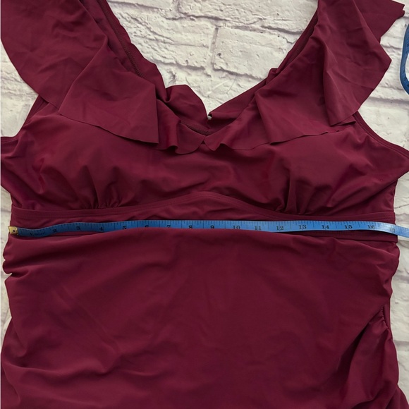 🔵”NWT” Elegant MAROON Ruffle One-Piece Swimsuit - Picture 12 of 13